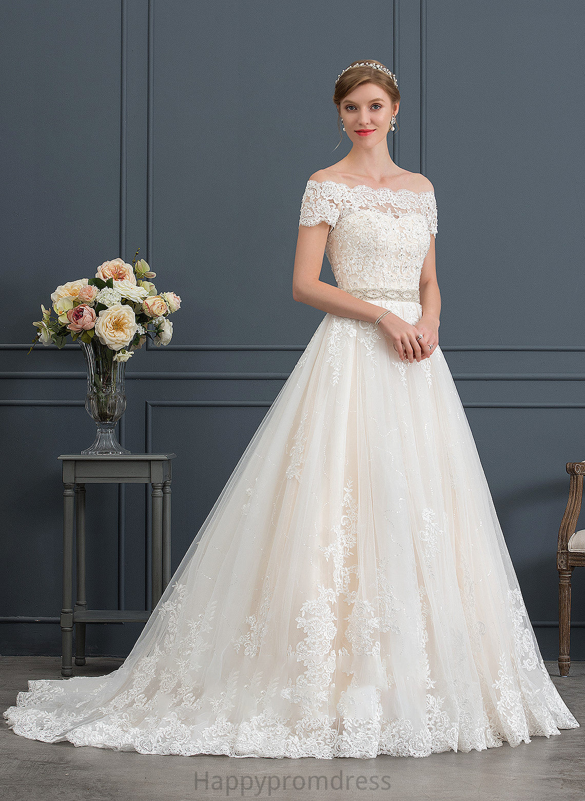 With Court Wedding Dresses Wedding Beading Dress Sequins Ball-Gown/Princess Kassidy Tulle Train