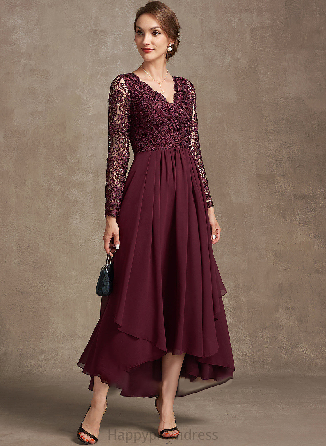 Mother of the Bride Dresses Chiffon of Mother V-neck Lace Allyson Dress A-Line Asymmetrical the Bride