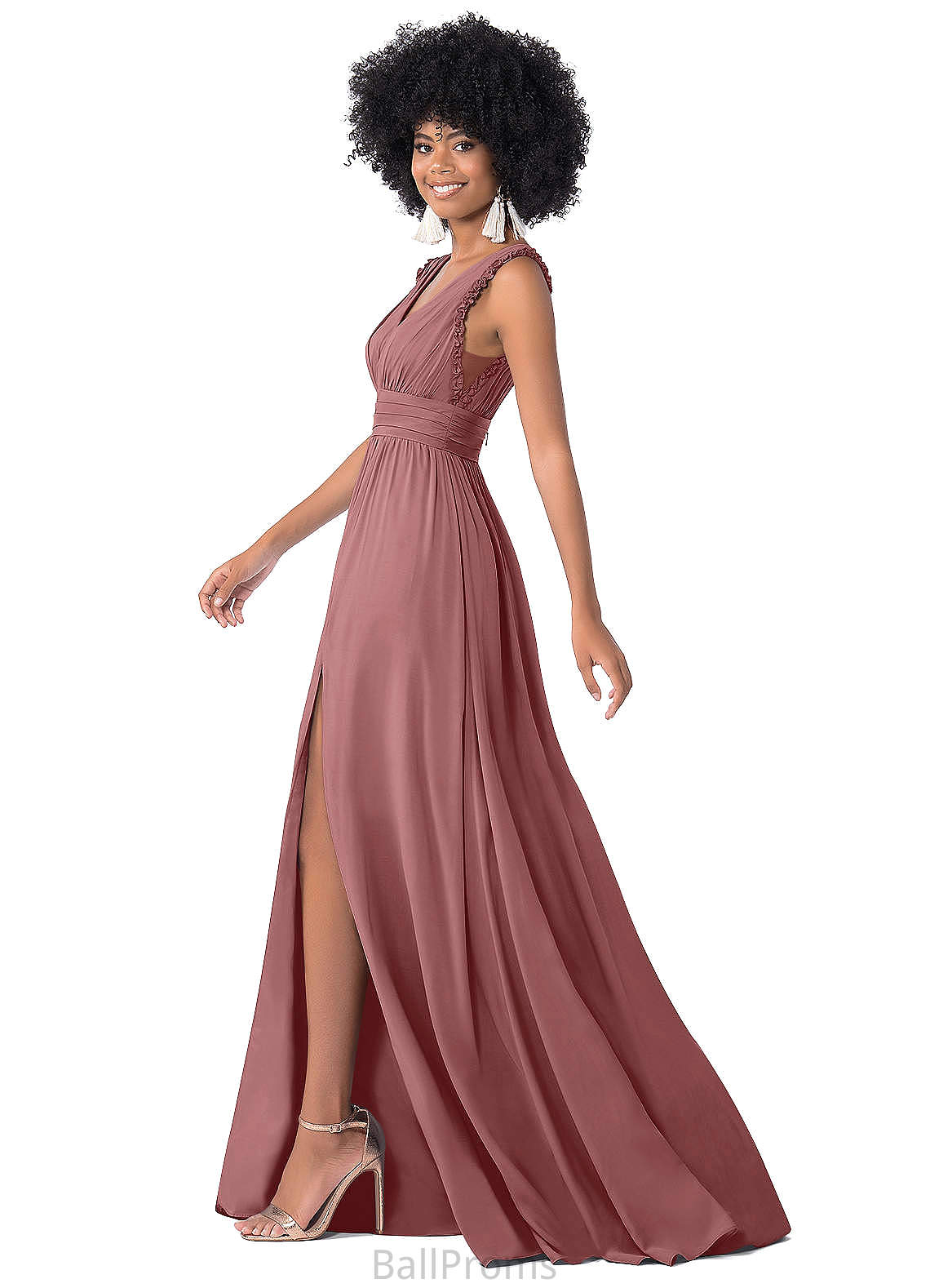 Jolie A-Line/Princess Scoop Empire Waist Floor Length Sleeveless Bridesmaid Dresses