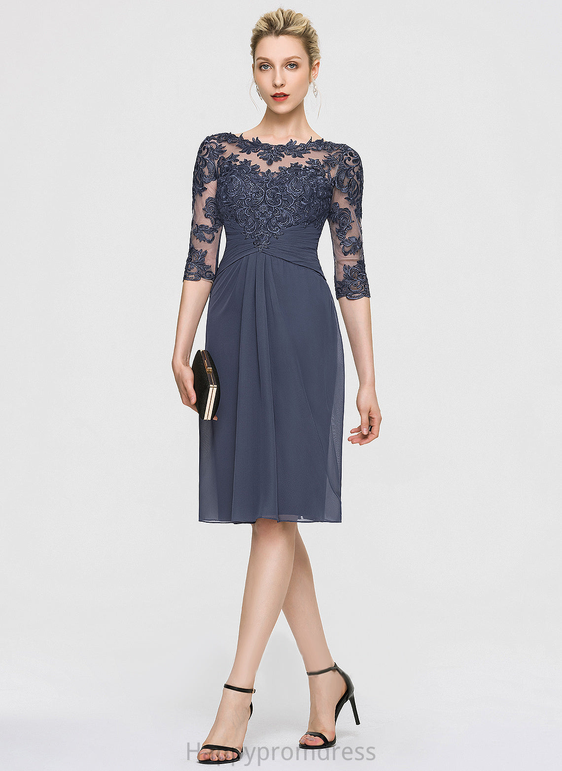 Chiffon Cocktail Dresses Cassandra Dress Cocktail Knee-Length Lace Sheath/Column Scoop Neck