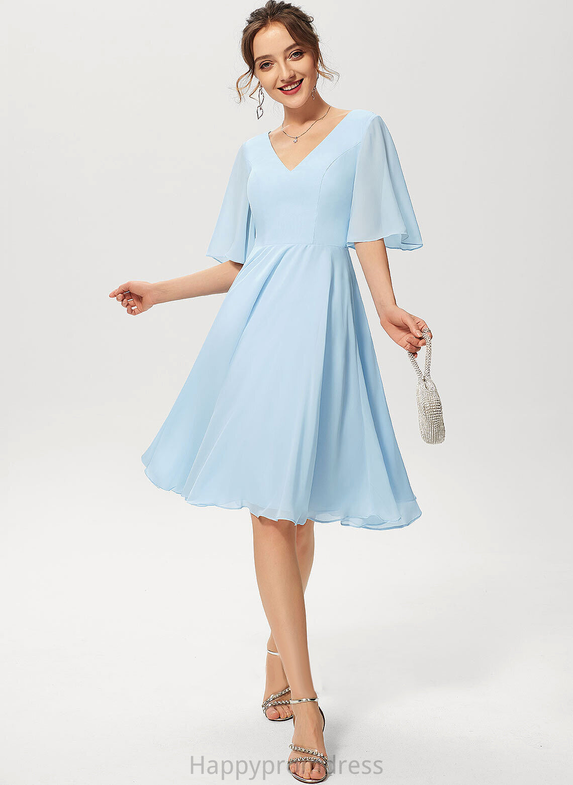 Dress V-neck Knee-Length Chiffon A-Line Shyann Cocktail Dresses Cocktail