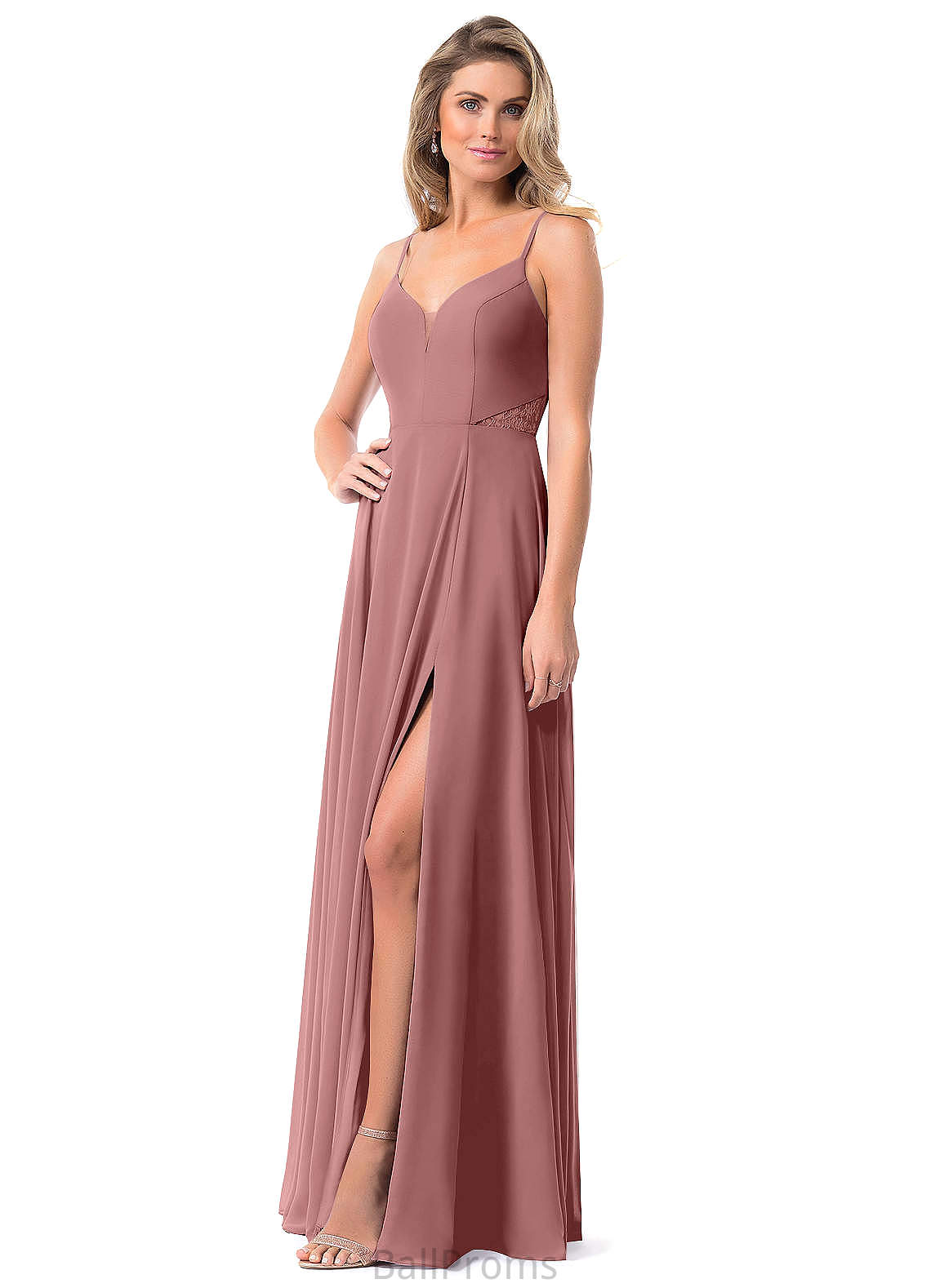 Zaria Sleeveless A-Line/Princess Natural Waist Spaghetti Staps Floor Length Bridesmaid Dresses