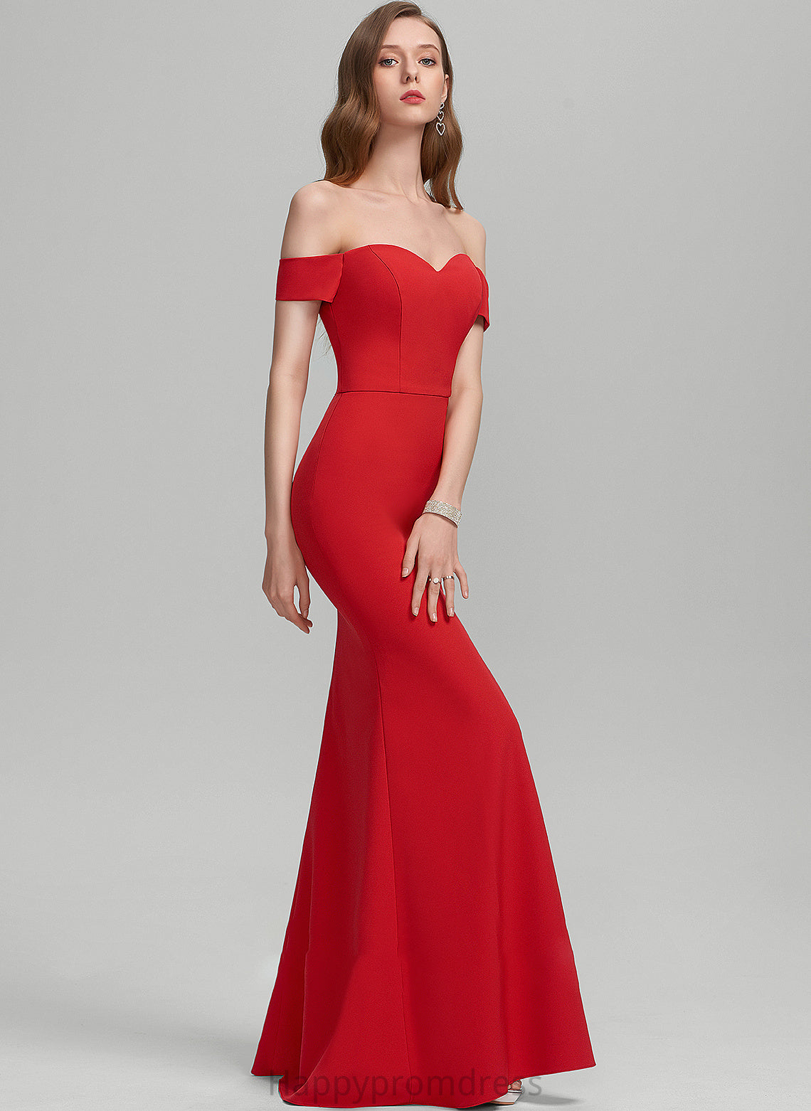 Prom Dresses Off-the-Shoulder Split Stretch Crepe Sheath/Column Floor-Length Kirsten Front With