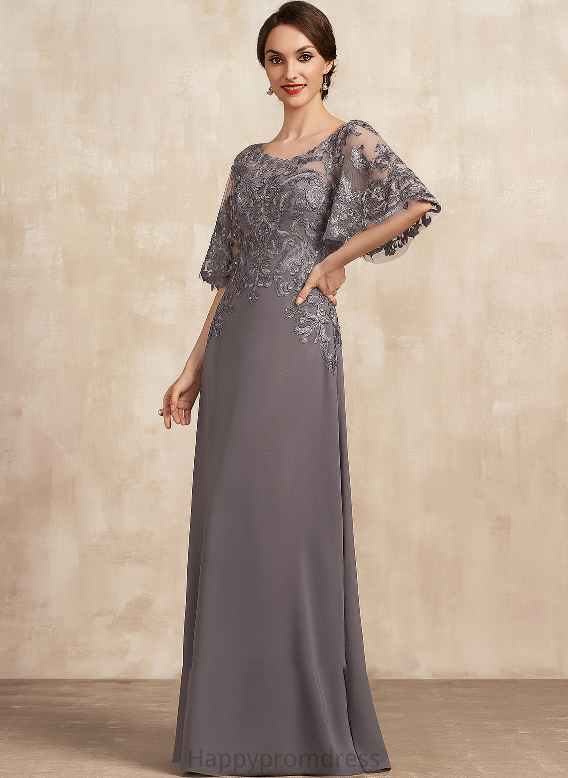 the Lace of With Mother of the Bride Dresses Dress Bride Scoop Chiffon Mother Sequins Neck Floor-Length A-Line Phoenix