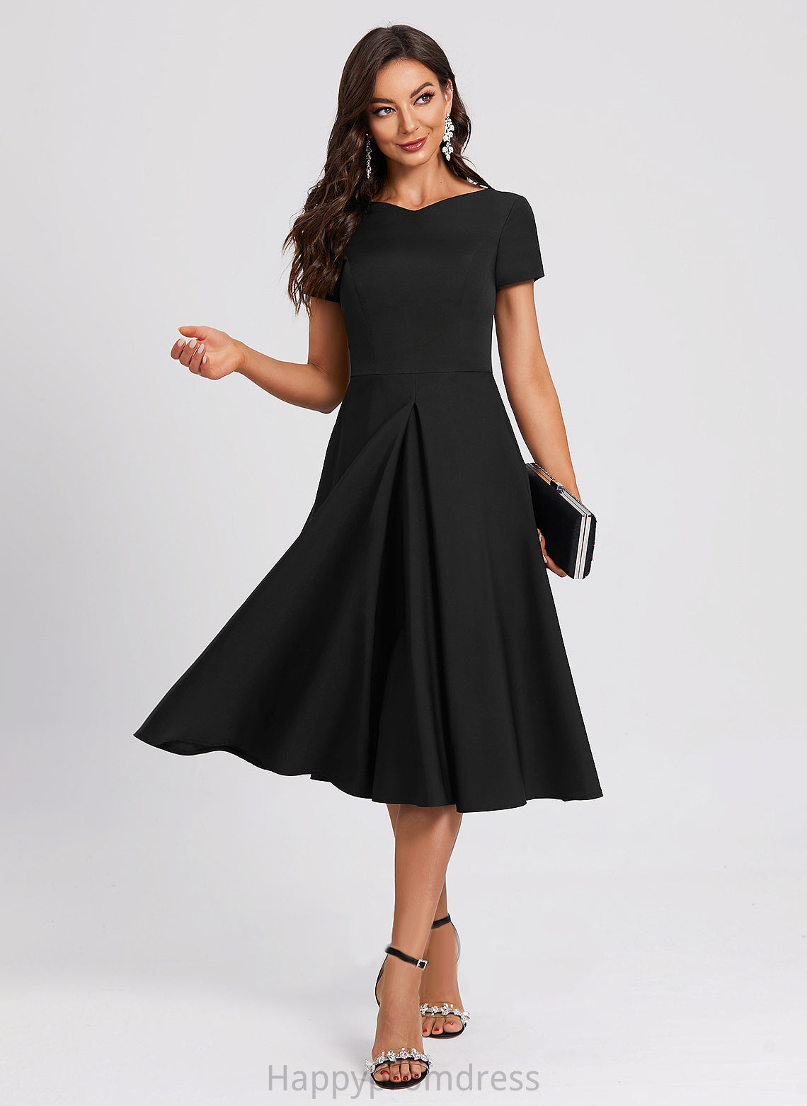 V-neck Dress Alexis Stretch Cocktail Dresses Cocktail A-Line Crepe Knee-Length