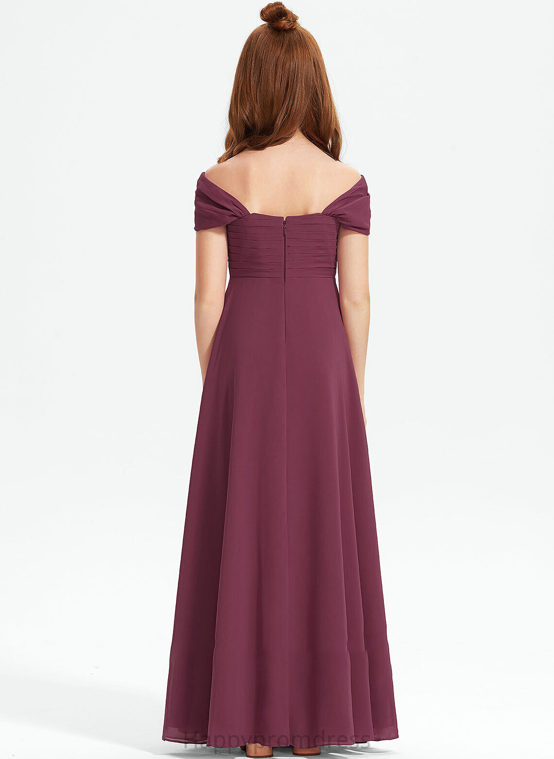 Ruffle Jayden A-Line Junior Bridesmaid Dresses With Floor-Length Off-the-Shoulder Chiffon