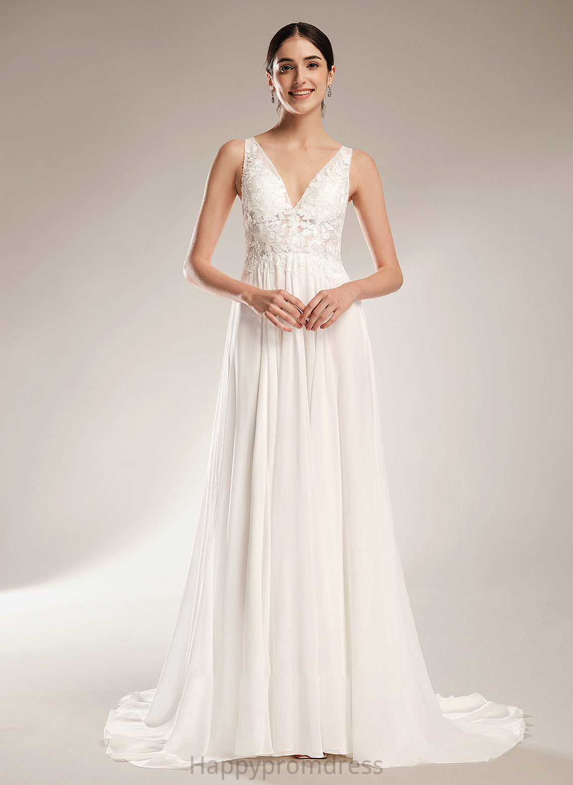 V-neck Beading Dress Wedding Jaidyn Train A-Line Wedding Dresses With Court Sequins