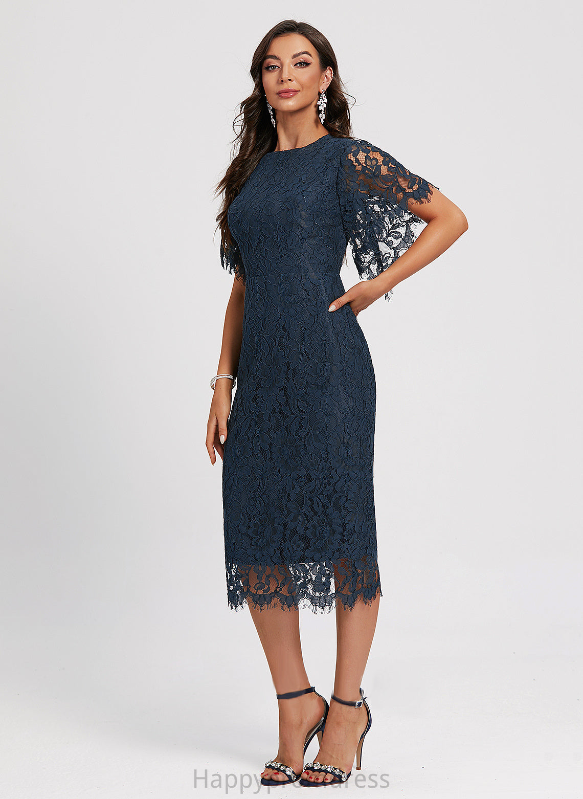 Dress Cocktail Lace Sheath/Column Kenna Knee-Length Neck Scoop Cocktail Dresses