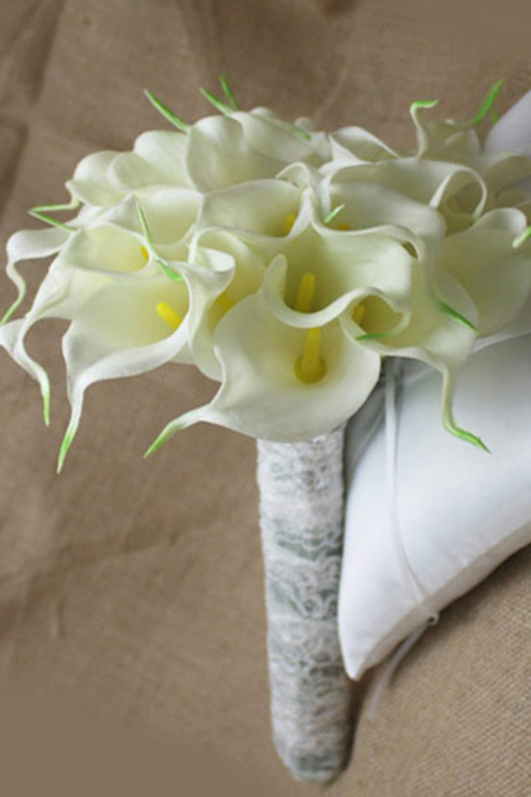 Wedding Bouquet Romantic Callas Holding Flowers And Brooch Pure Handmade (31*24cm)