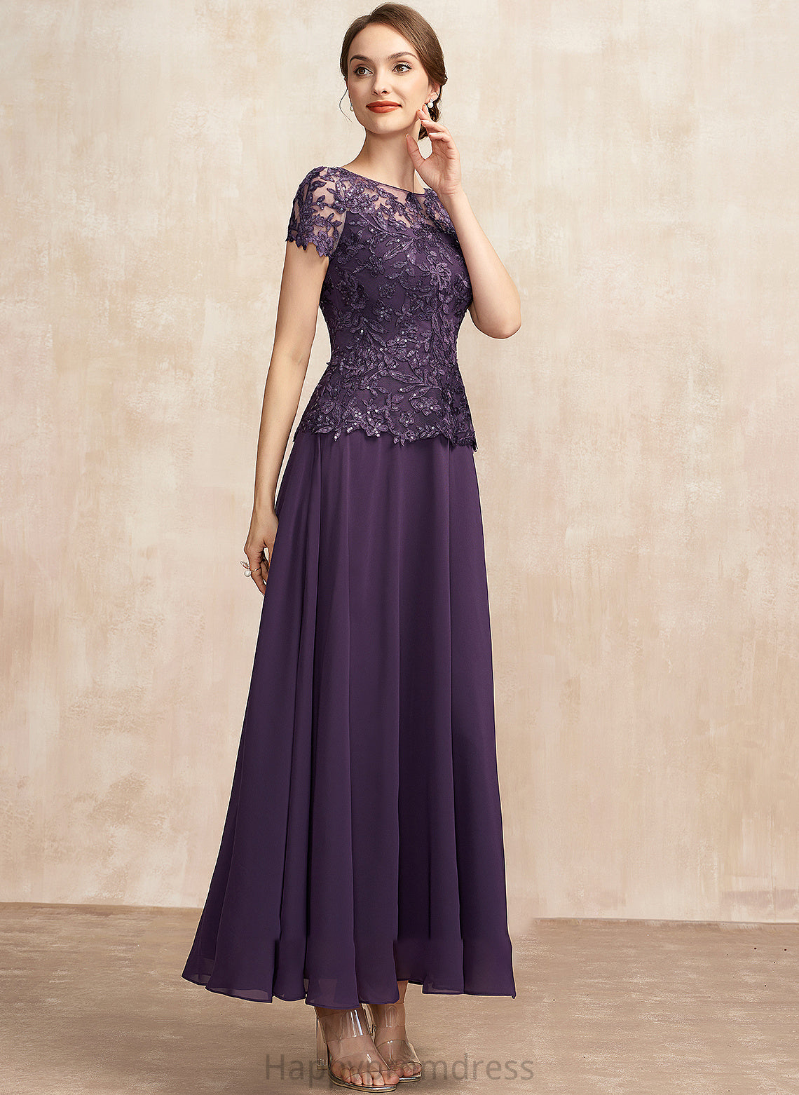 Sequins Chiffon With Lace the Priscilla Scoop Bride Dress A-Line of Neck Mother Mother of the Bride Dresses Ankle-Length