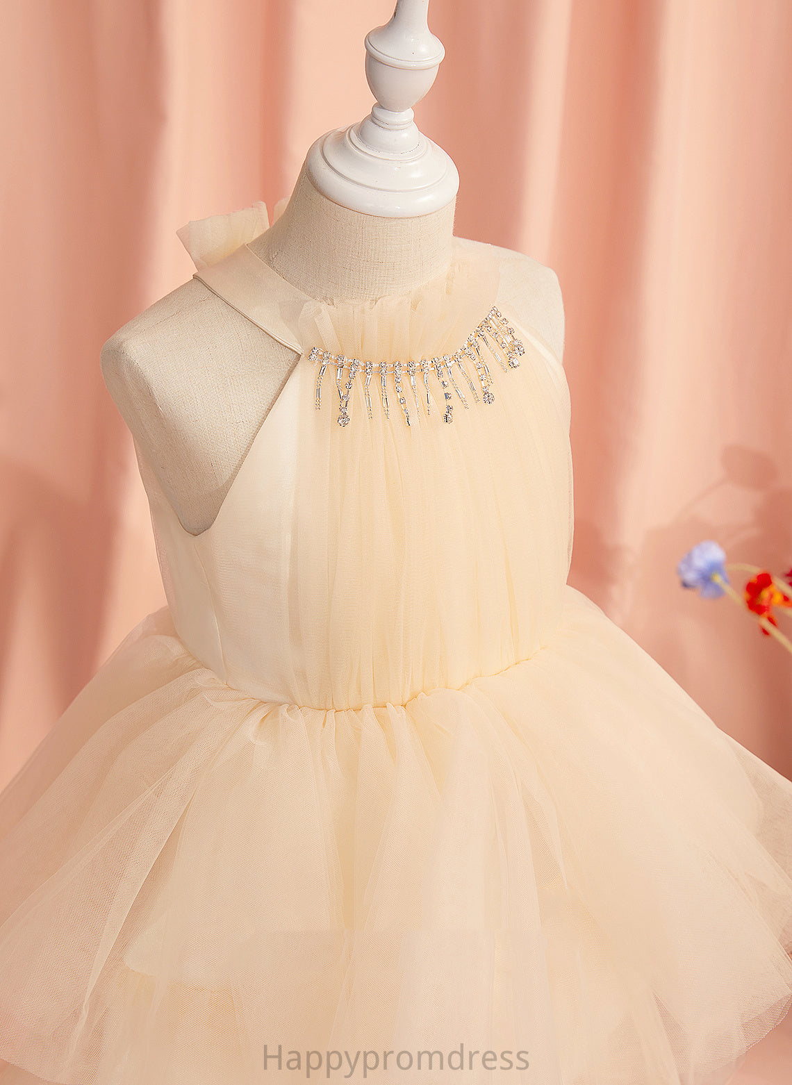 Tulle High Knee-length Ball-Gown/Princess Flower - Sleeveless Mckinley Dress Rhinestone With Girl Flower Girl Dresses Neck