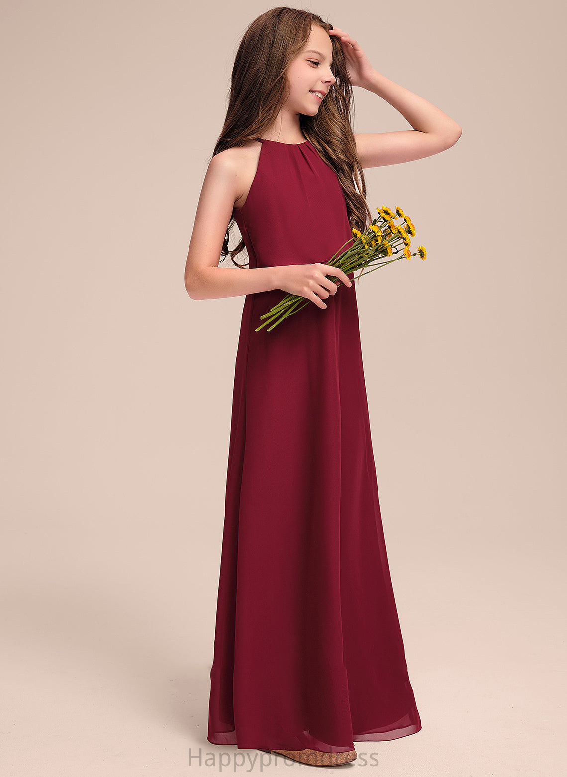 Scoop Ruffles Floor-Length With Chiffon Jazmine Junior Bridesmaid Dresses A-Line Neck