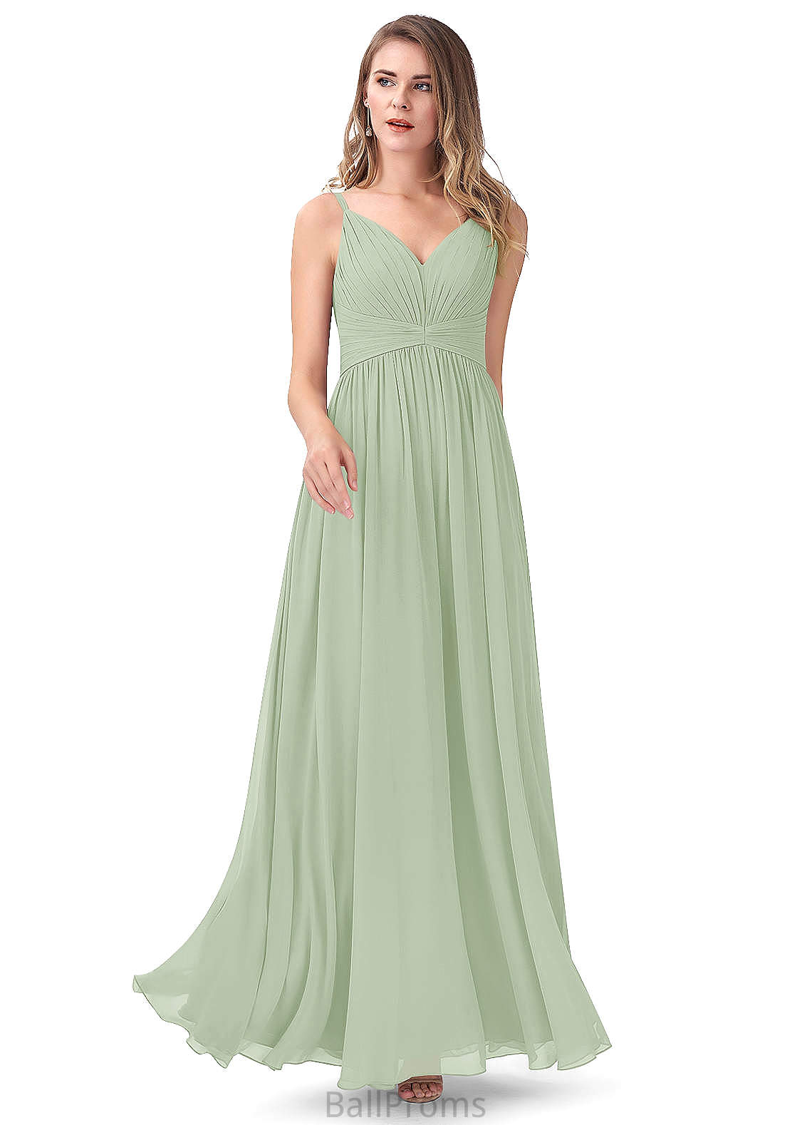 Ximena Natural Waist Floor Length A-Line/Princess Sleeveless Spaghetti Staps Bridesmaid Dresses