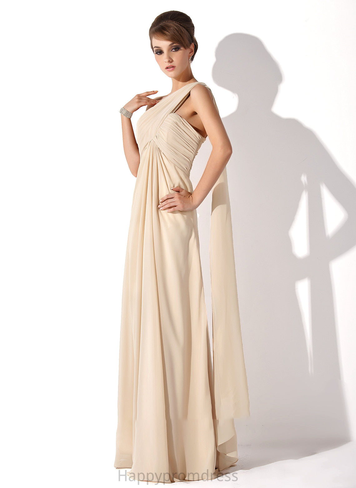 Mother of the Bride Dresses With Chiffon Floor-Length Mother the Dress Empire Bride Ruffle of Brisa One-Shoulder