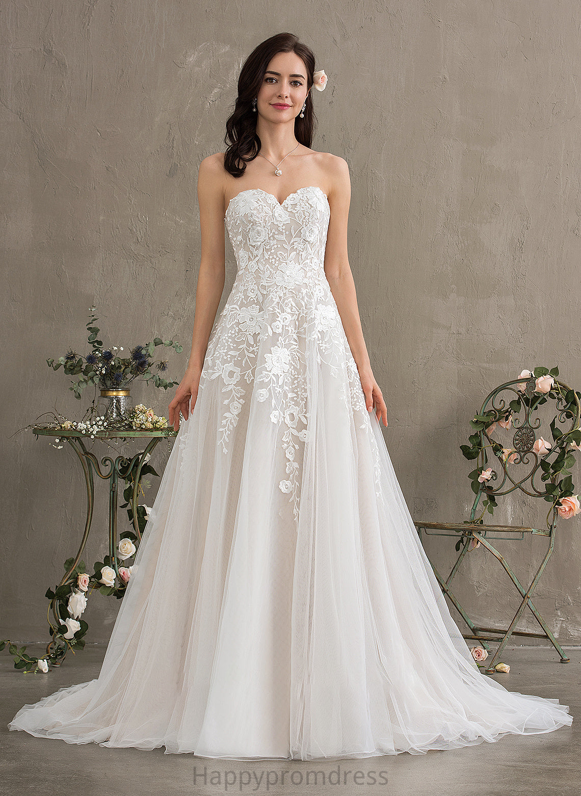 Court Wedding Ball-Gown/Princess Wedding Dresses Train Sweetheart Dress Kaylynn Tulle