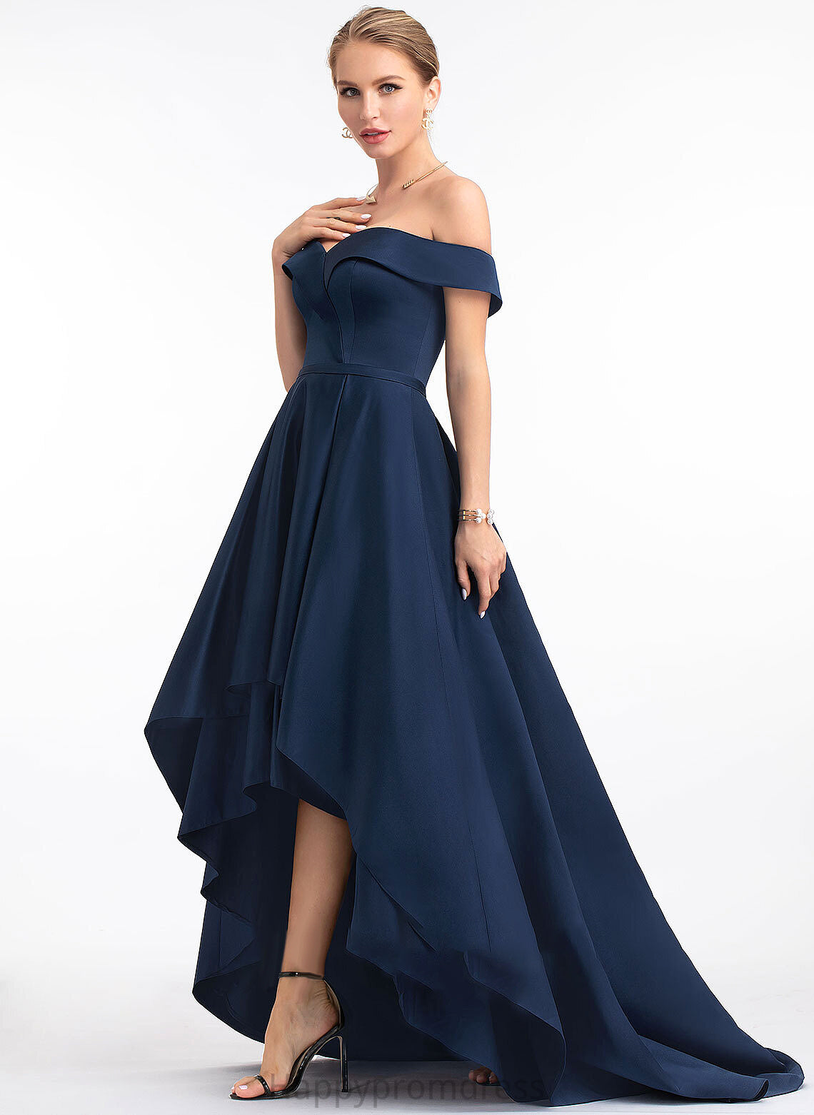 Prom Dresses Asymmetrical Satin Ball-Gown/Princess Courtney Off-the-Shoulder