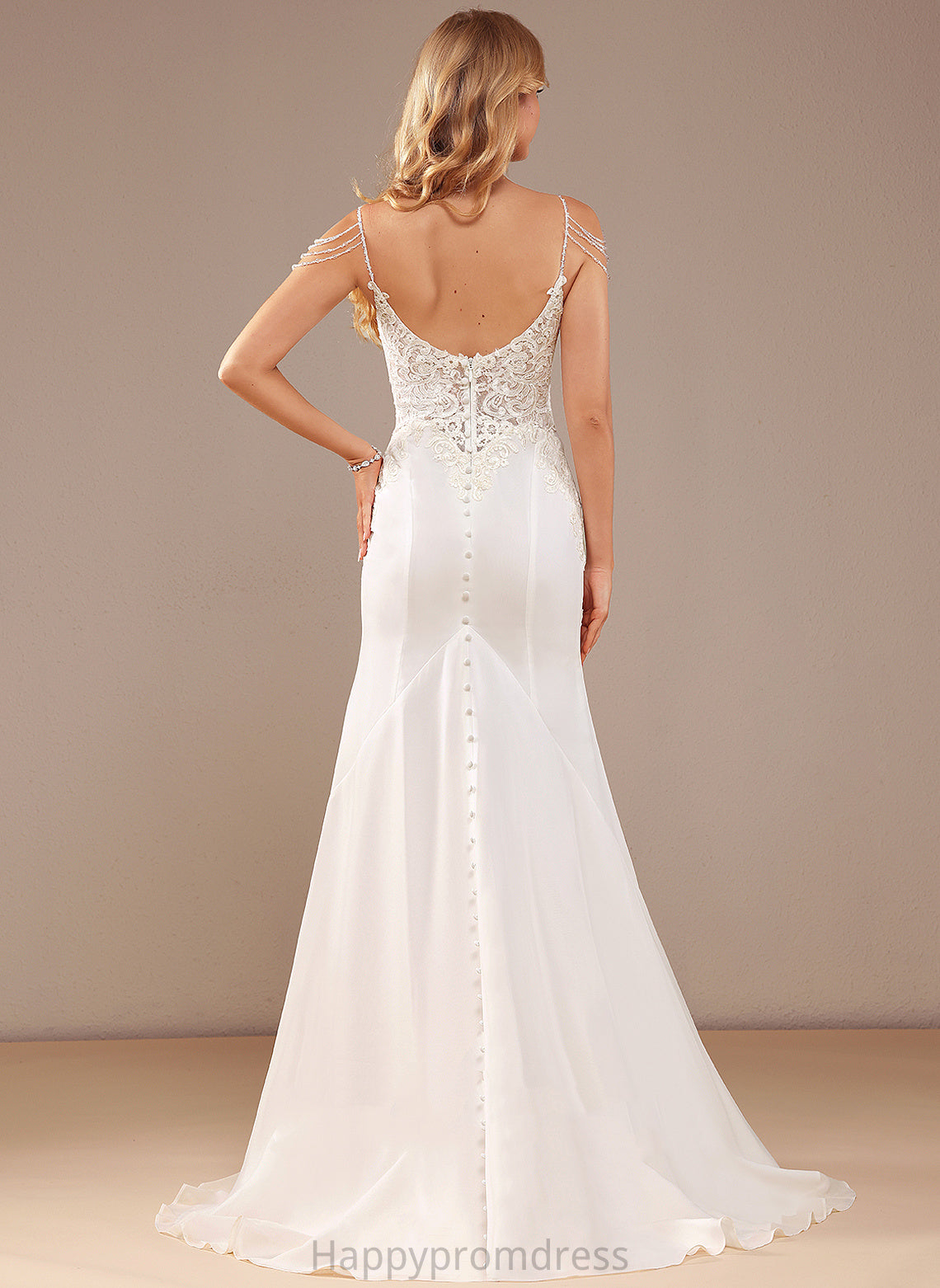 V-neck Lace Wedding Train Elsa Beading With Dress Court Lace Wedding Dresses Trumpet/Mermaid Chiffon Sequins