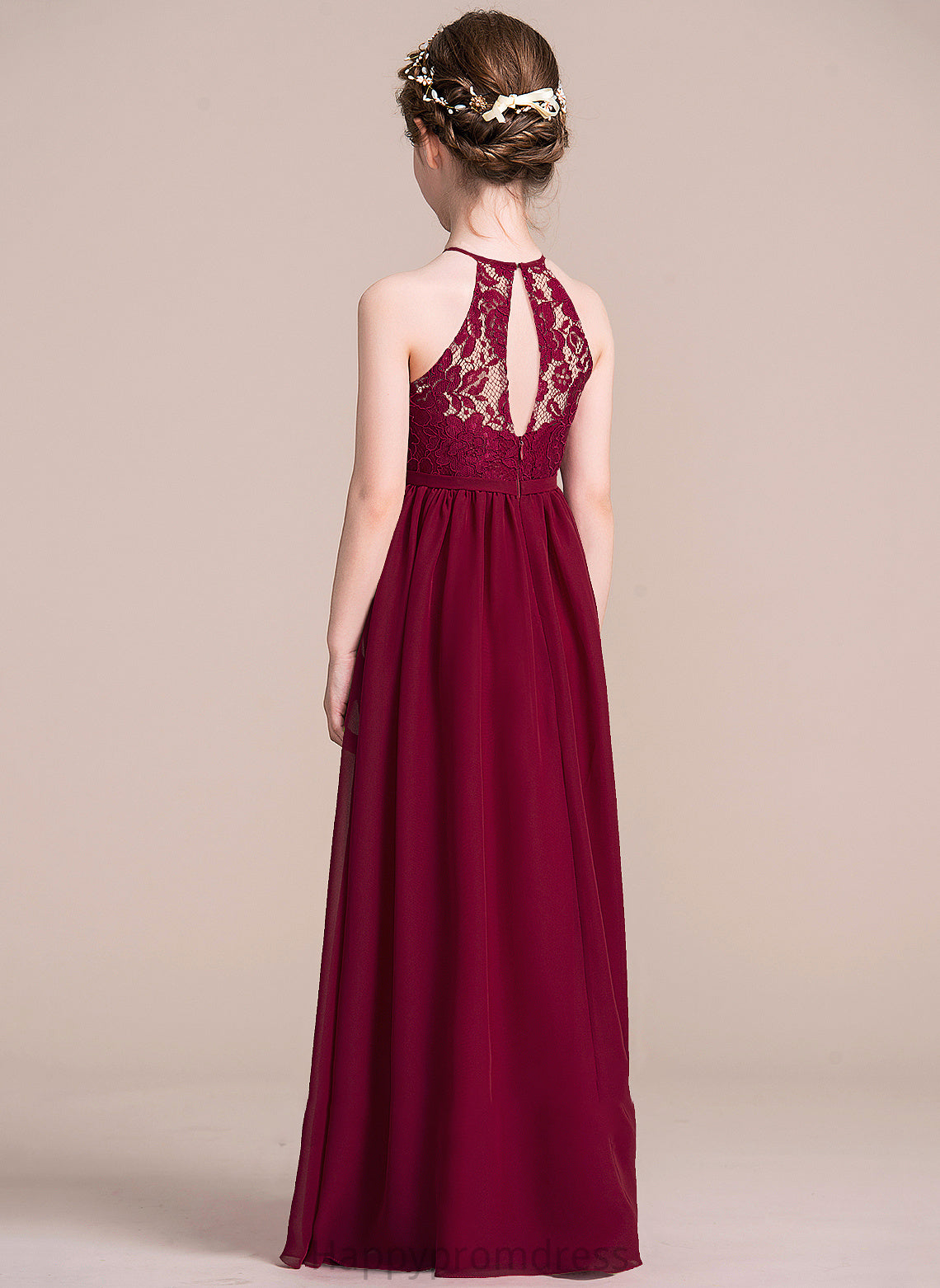 Chiffon Floor-Length Scoop Nora A-Line Neck Junior Bridesmaid Dresses