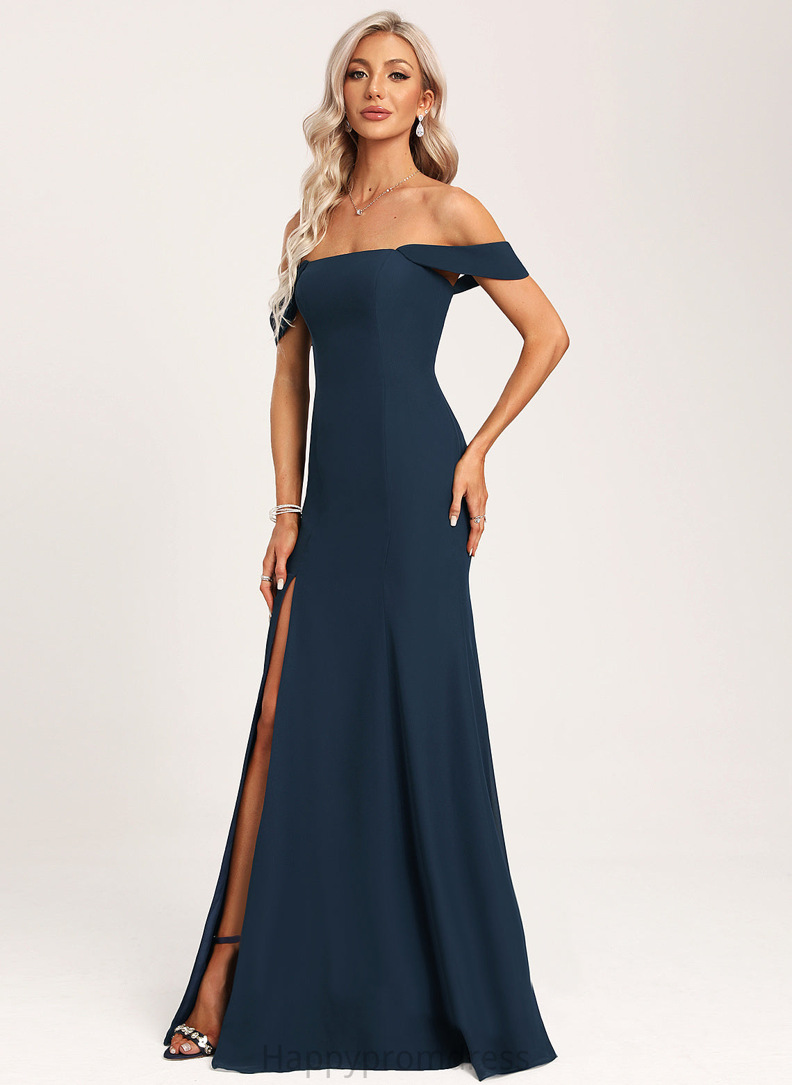 Off-the-Shoulder Floor-Length Silhouette Straps&Sleeves Trumpet/Mermaid Fabric Neckline Length Leanna Sleeveless A-Line/Princess V-Neck Bridesmaid Dresses