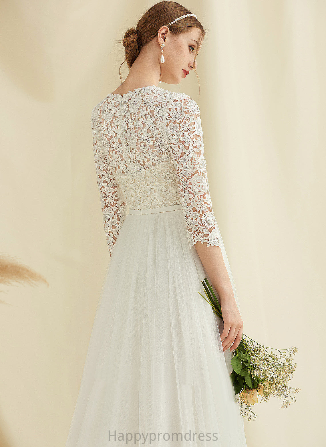 Train Sweep Lace Dress Wedding Brenna A-Line Tulle Wedding Dresses