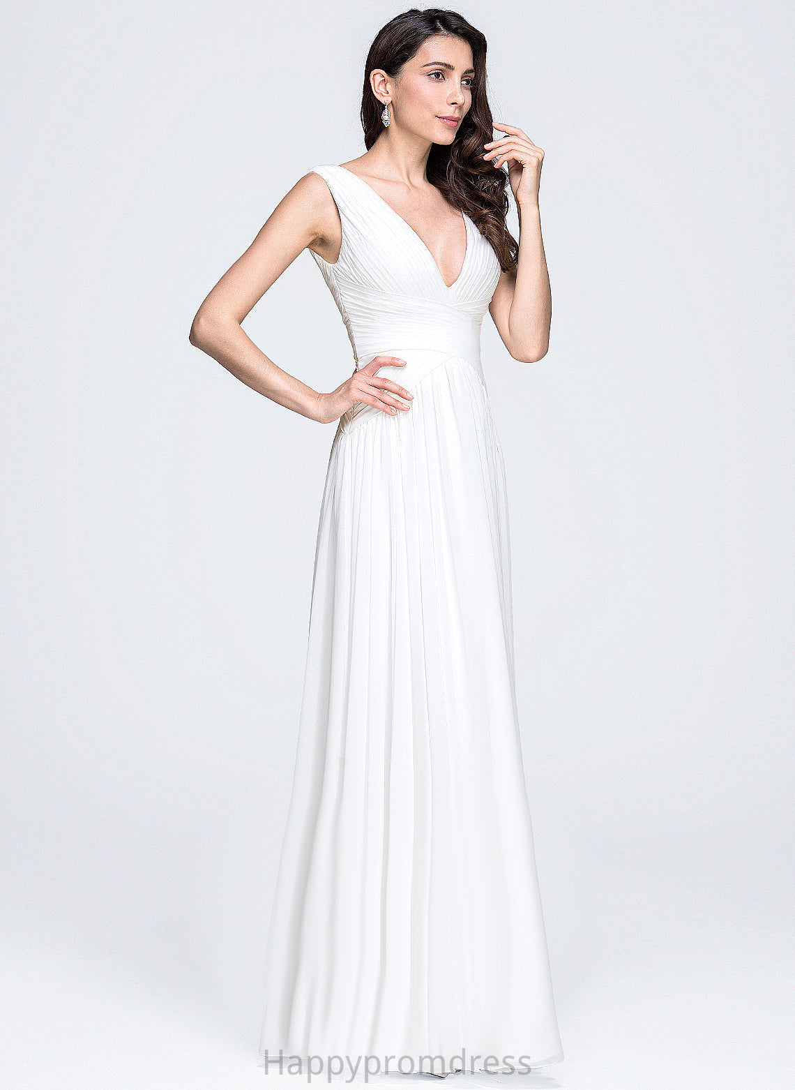 Wedding Dresses Dress With Pleated V-neck Floor-Length Chiffon Wedding Londyn A-Line