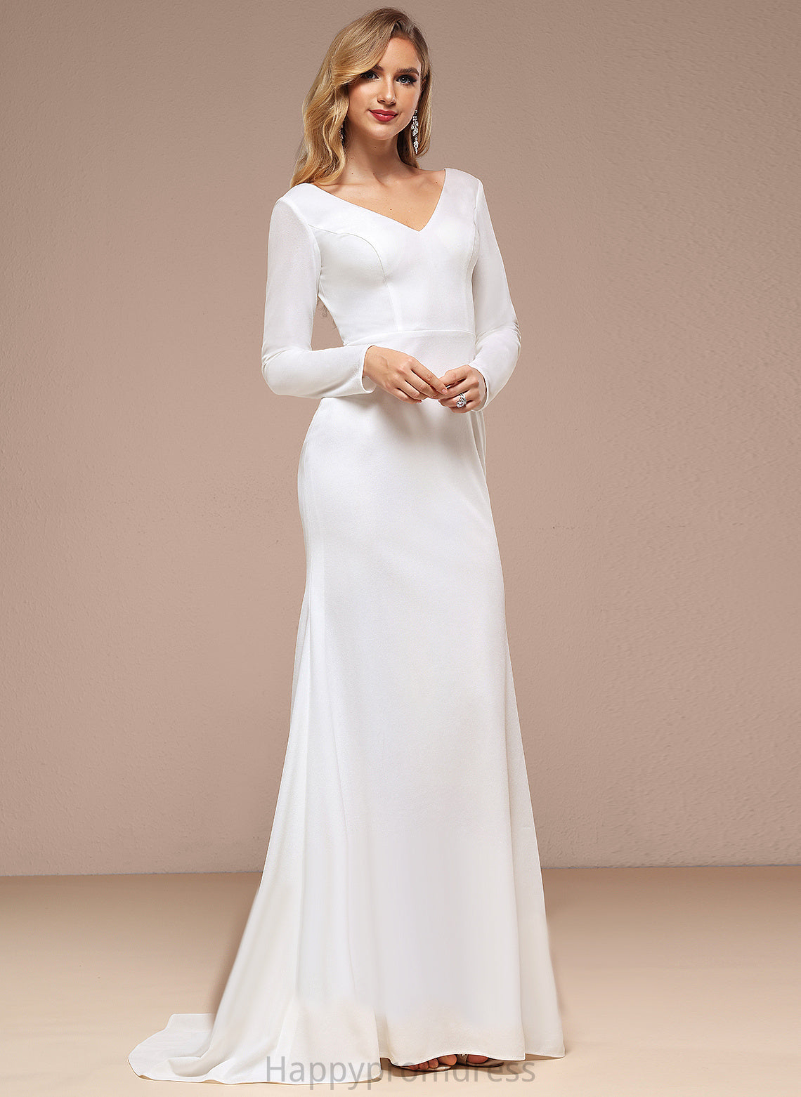 Wedding Train V-neck Hailie Wedding Dresses Dress Chiffon Sweep A-Line