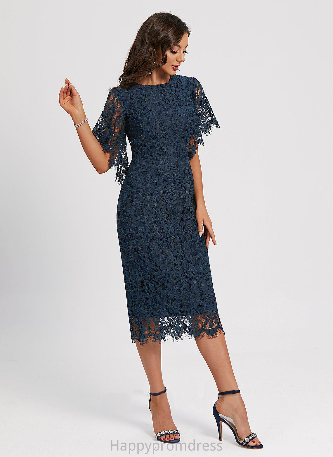 Dress Cocktail Lace Sheath/Column Kenna Knee-Length Neck Scoop Cocktail Dresses