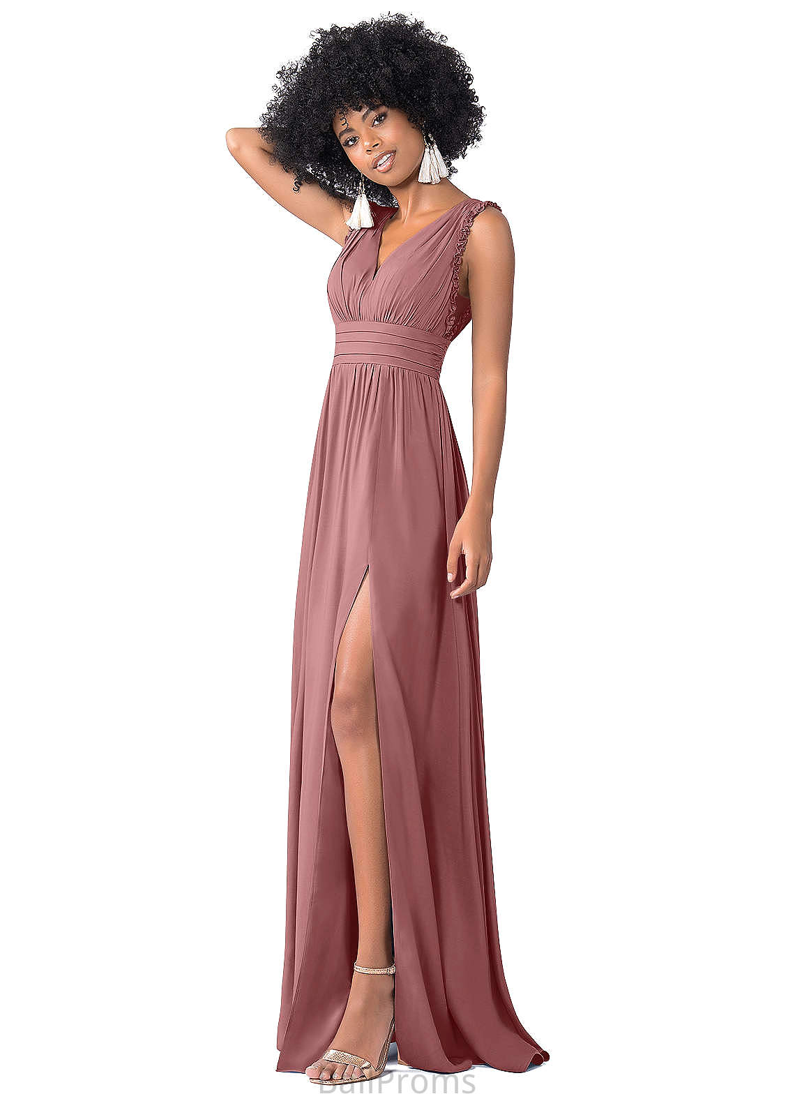 Jolie A-Line/Princess Scoop Empire Waist Floor Length Sleeveless Bridesmaid Dresses