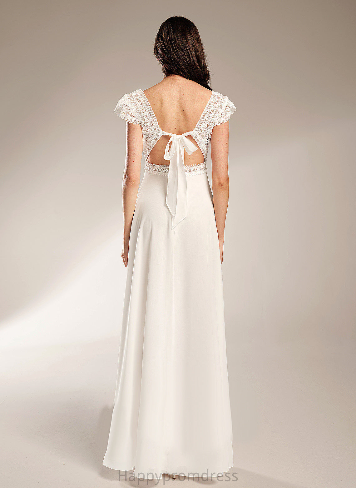 Wedding A-Line Wedding Dresses Chiffon Dress Lace V-neck Lyla Floor-Length