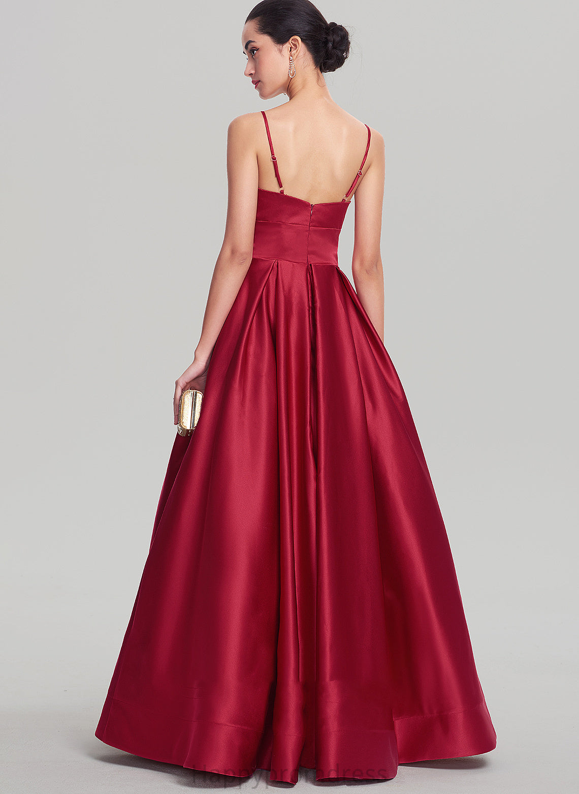 Prom Dresses V-neck Floor-Length Neveah Satin Ball-Gown/Princess