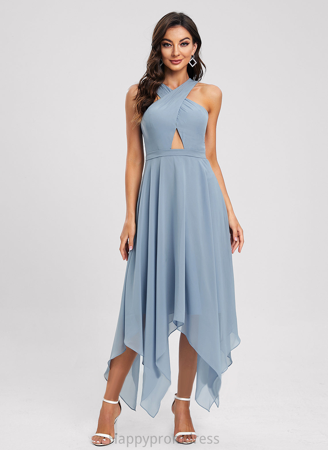 Cocktail Dresses Cocktail Dress V-neck A-Line Chiffon Clarissa Asymmetrical