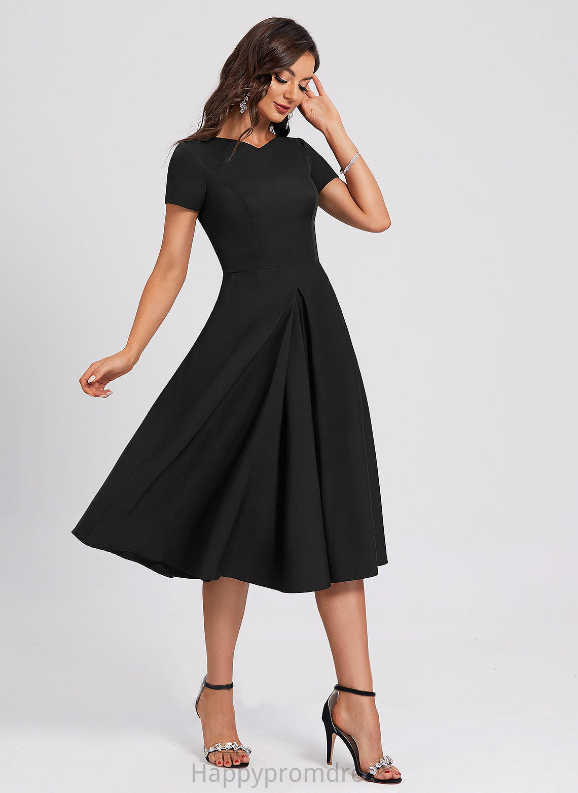 V-neck Dress Alexis Stretch Cocktail Dresses Cocktail A-Line Crepe Knee-Length