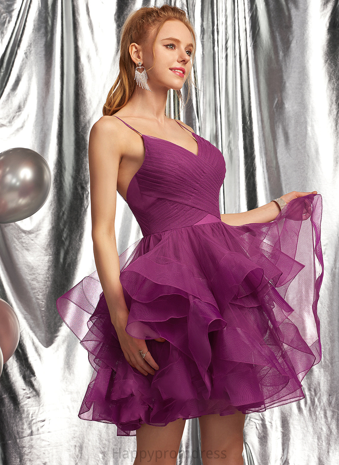 V-neck Short/Mini Prom Dresses Tulle Natalia Ball-Gown/Princess