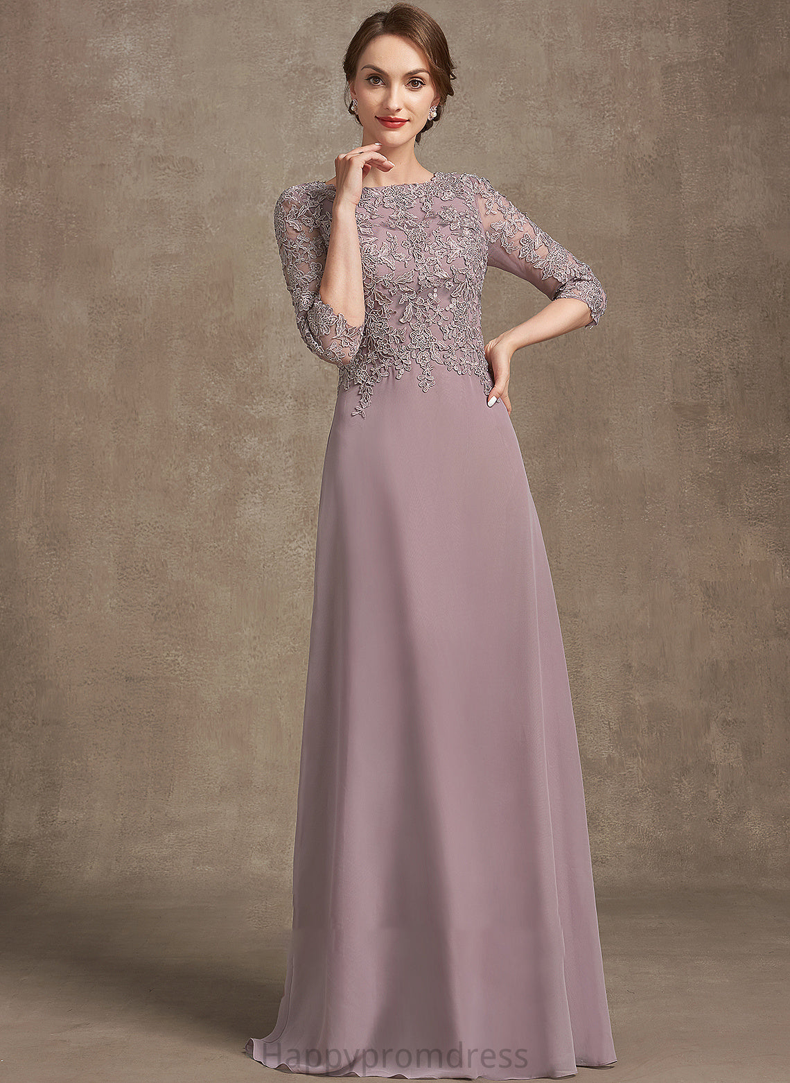 Chiffon Floor-Length Dress of Bride Mother of the Bride Dresses Mother Neck A-Line the Scoop Moriah Lace