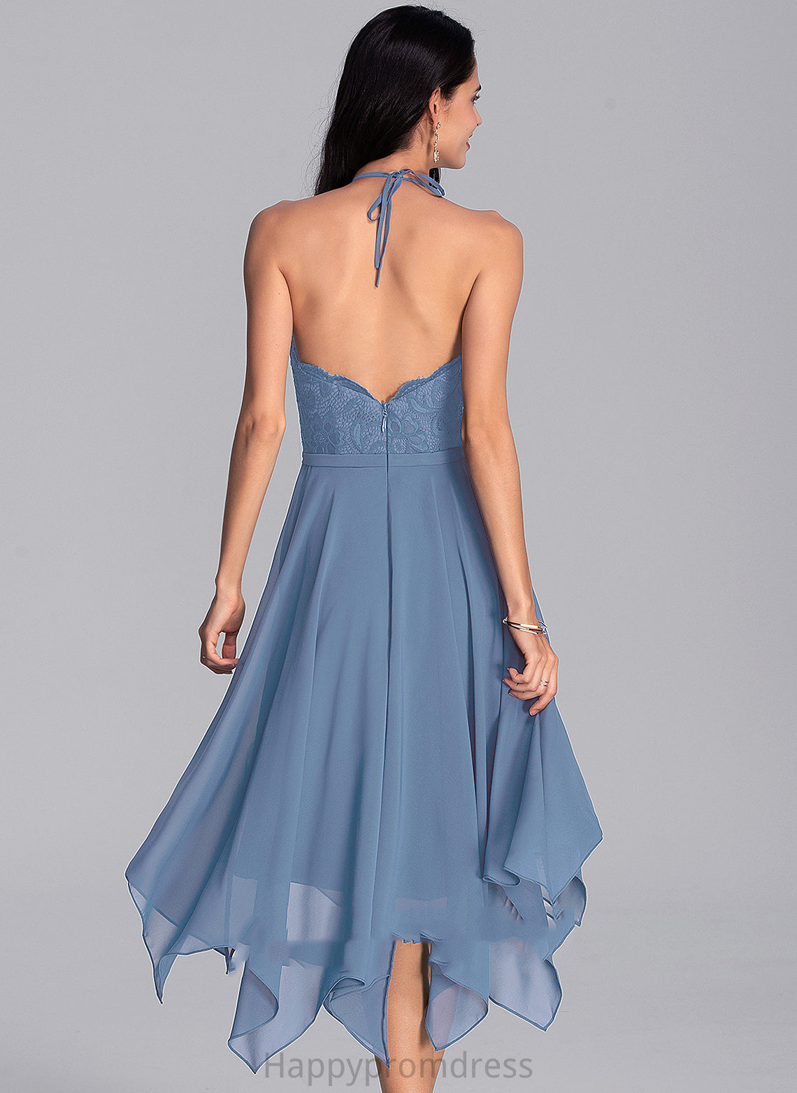 Dress With Halter Lace Chiffon Dakota Asymmetrical Homecoming A-Line Homecoming Dresses