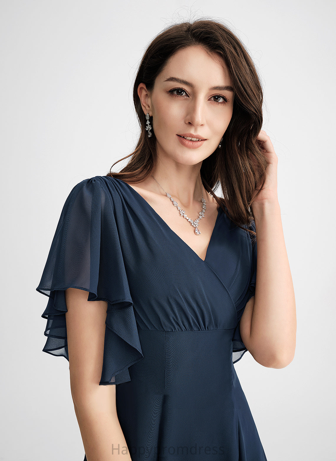 A-Line Cocktail Dresses Sal Knee-Length V-neck Chiffon Cocktail Dress