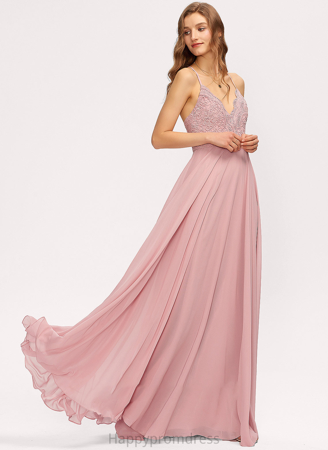 Chiffon V-neck Prom Dresses A-Line Siena Floor-Length