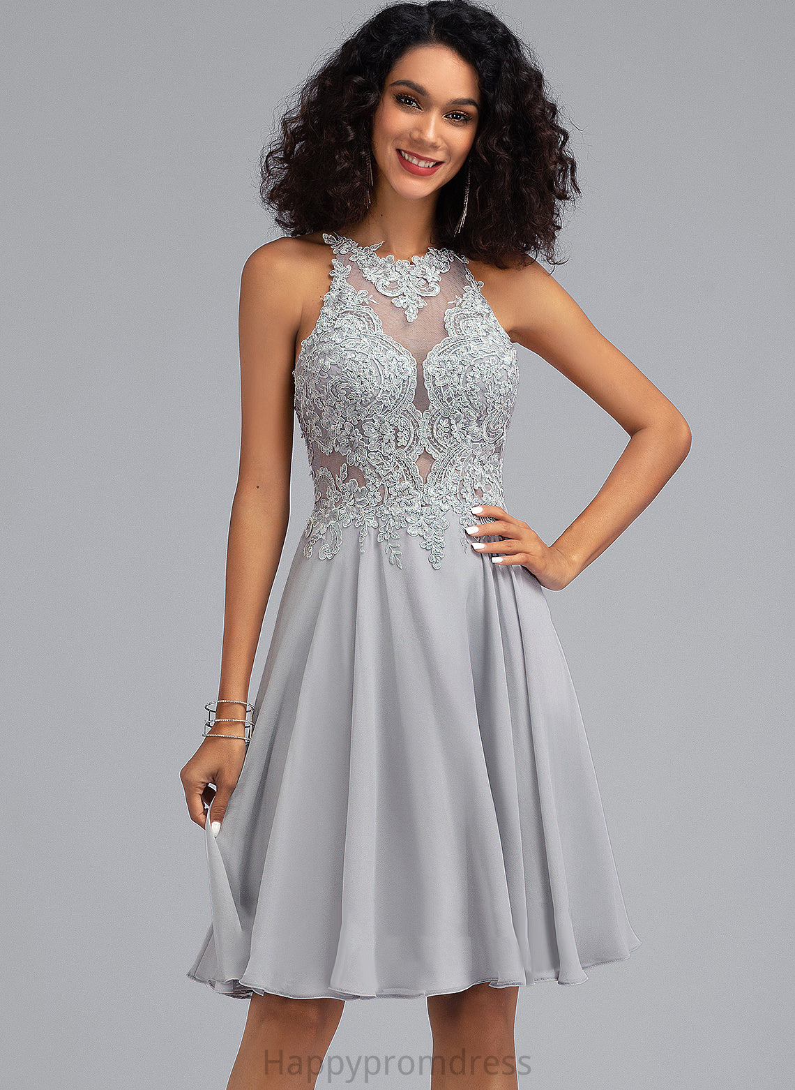 With Dress Neck Homecoming Sequins A-Line Scoop Homecoming Dresses Kiley Knee-Length Chiffon