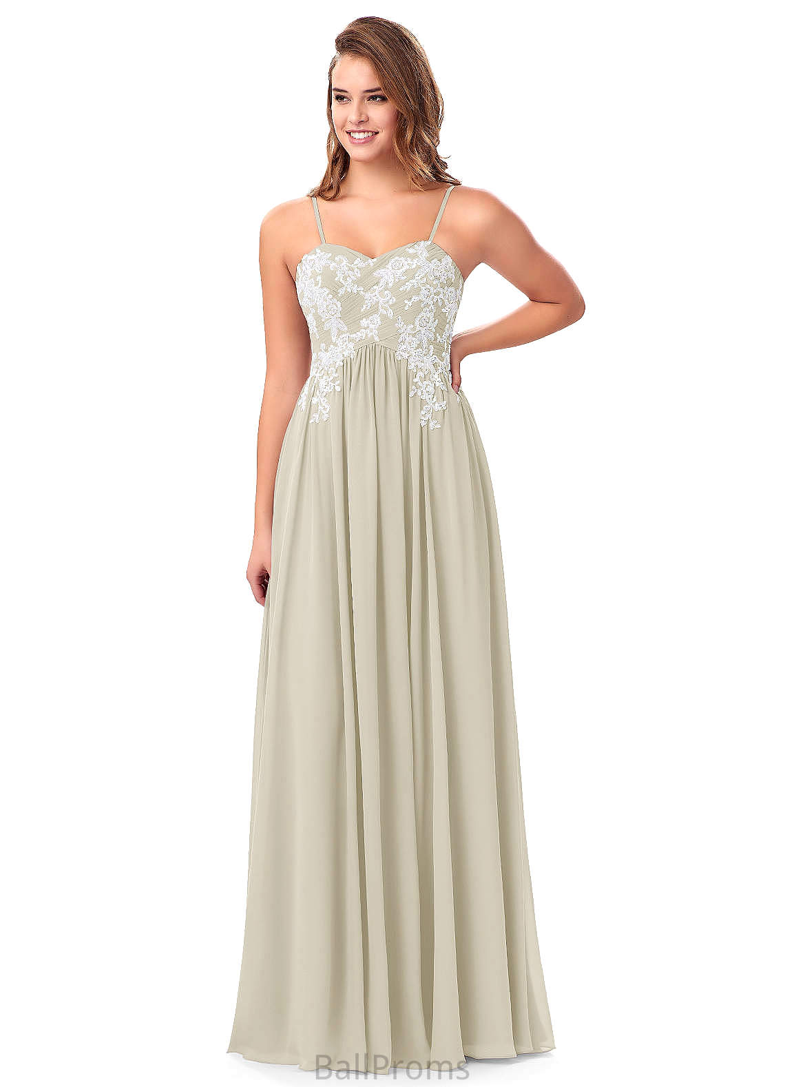 Danika Tea Length Sleeveless Natural Waist A-Line/Princess Spaghetti Staps Bridesmaid Dresses