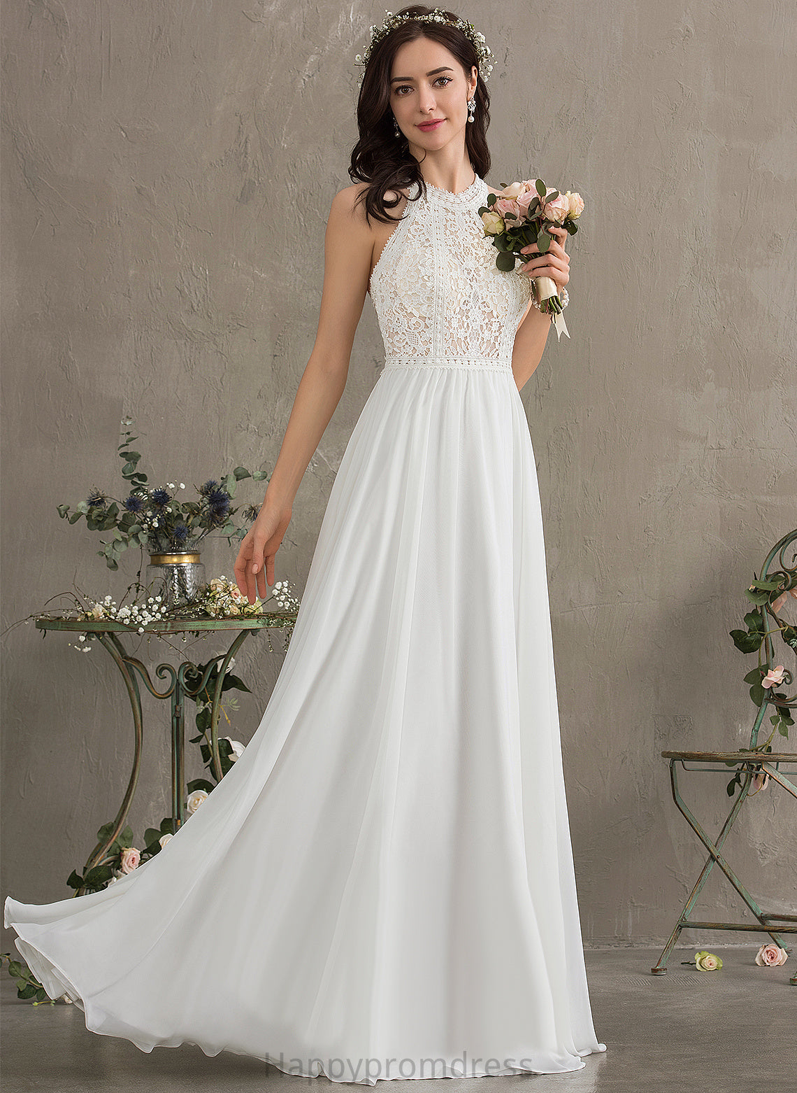 Wedding Chiffon Wedding Dresses Maria Floor-Length A-Line Lace Dress