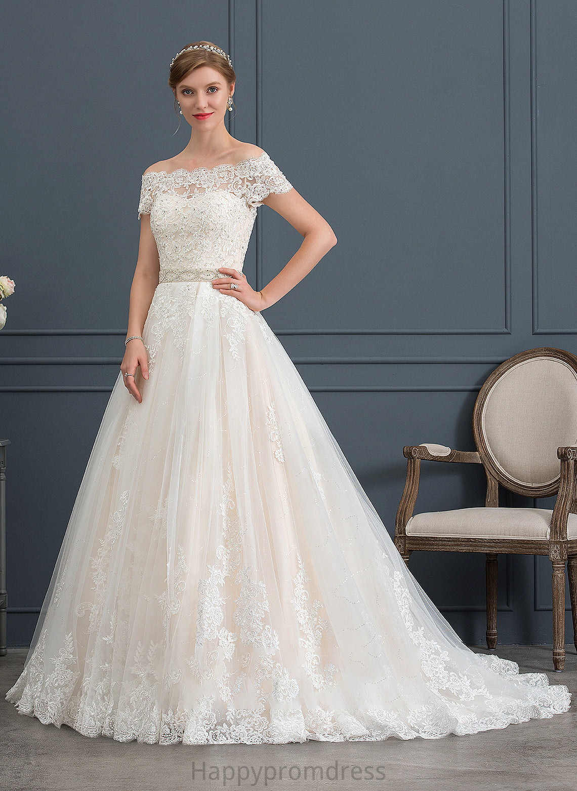 With Court Wedding Dresses Wedding Beading Dress Sequins Ball-Gown/Princess Kassidy Tulle Train