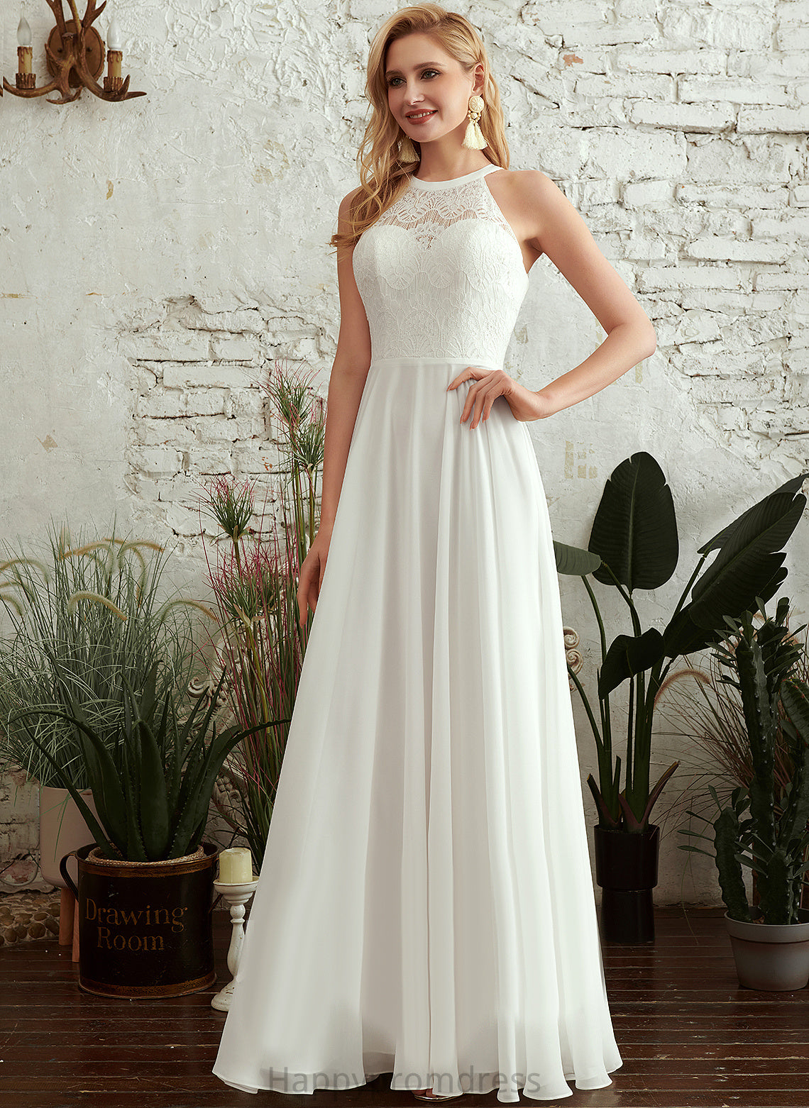 Wedding Dress Wedding Dresses Salma Neck Floor-Length Scoop Chiffon A-Line Lace