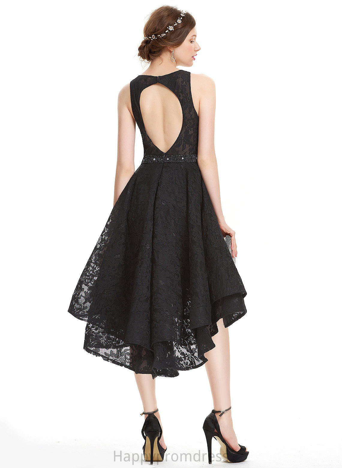 Homecoming Neck Scoop Homecoming Dresses Lace A-Line With Asymmetrical Beading Jaidyn Lace Dress