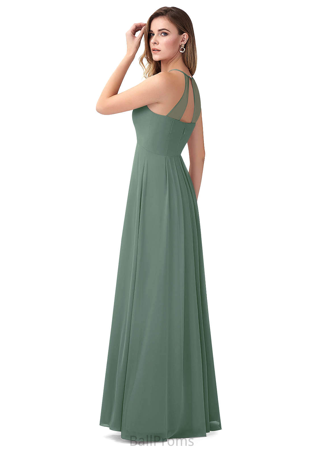 Val One Shoulder Sleeveless Natural Waist Floor Length A-Line/Princess Bridesmaid Dresses