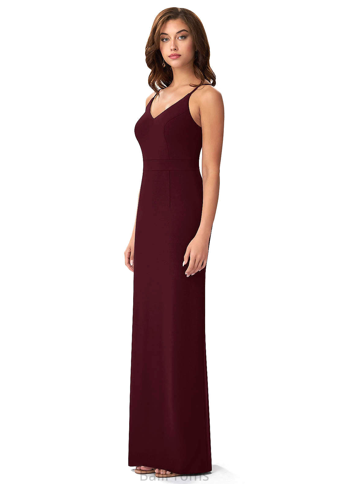 Violet Natural Waist Floor Length V-Neck A-Line/Princess Sleeveless Bridesmaid Dresses