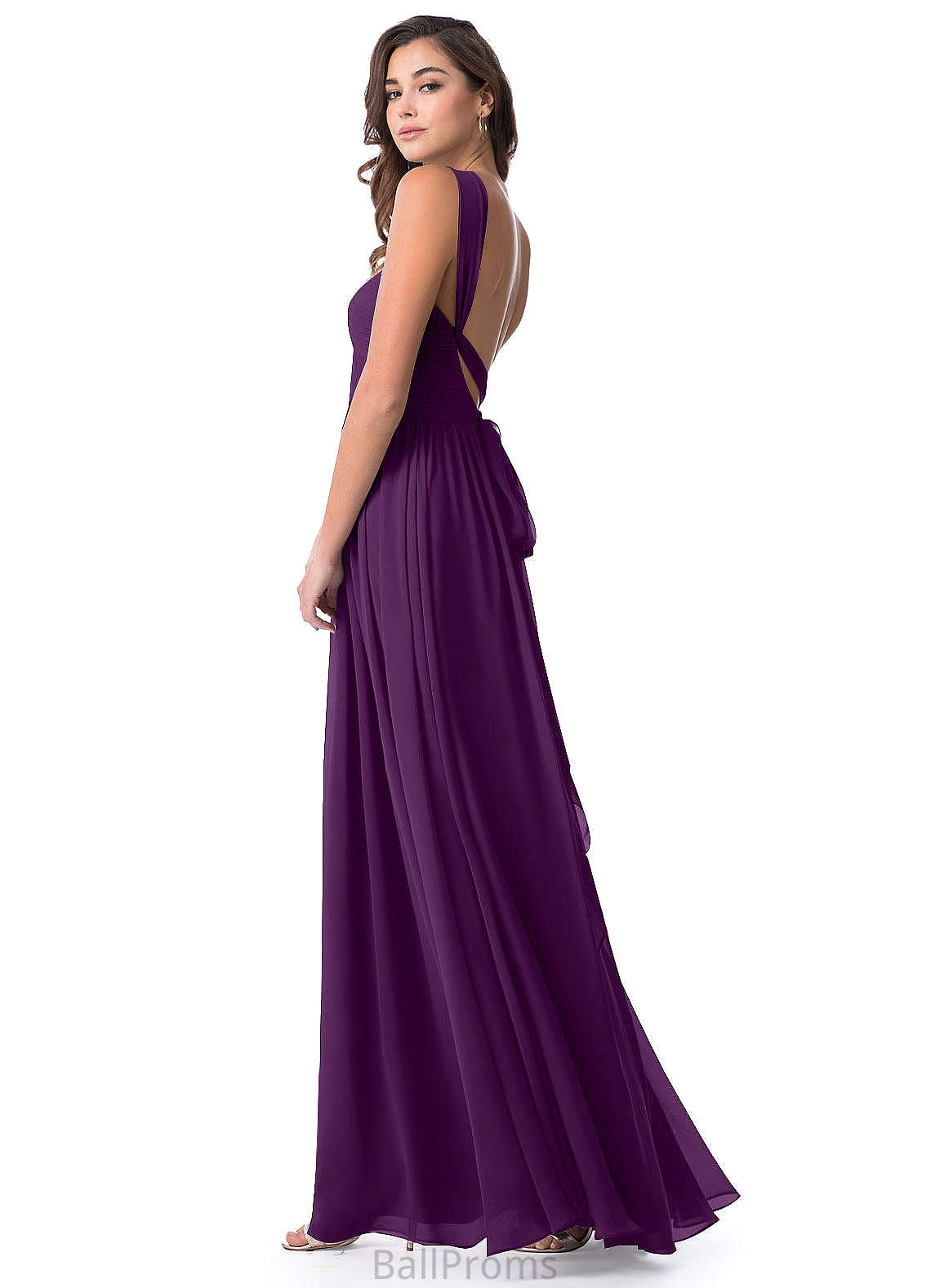 Veronica V-Neck A-Line/Princess Empire Waist Half Sleeves Floor Length Bridesmaid Dresses