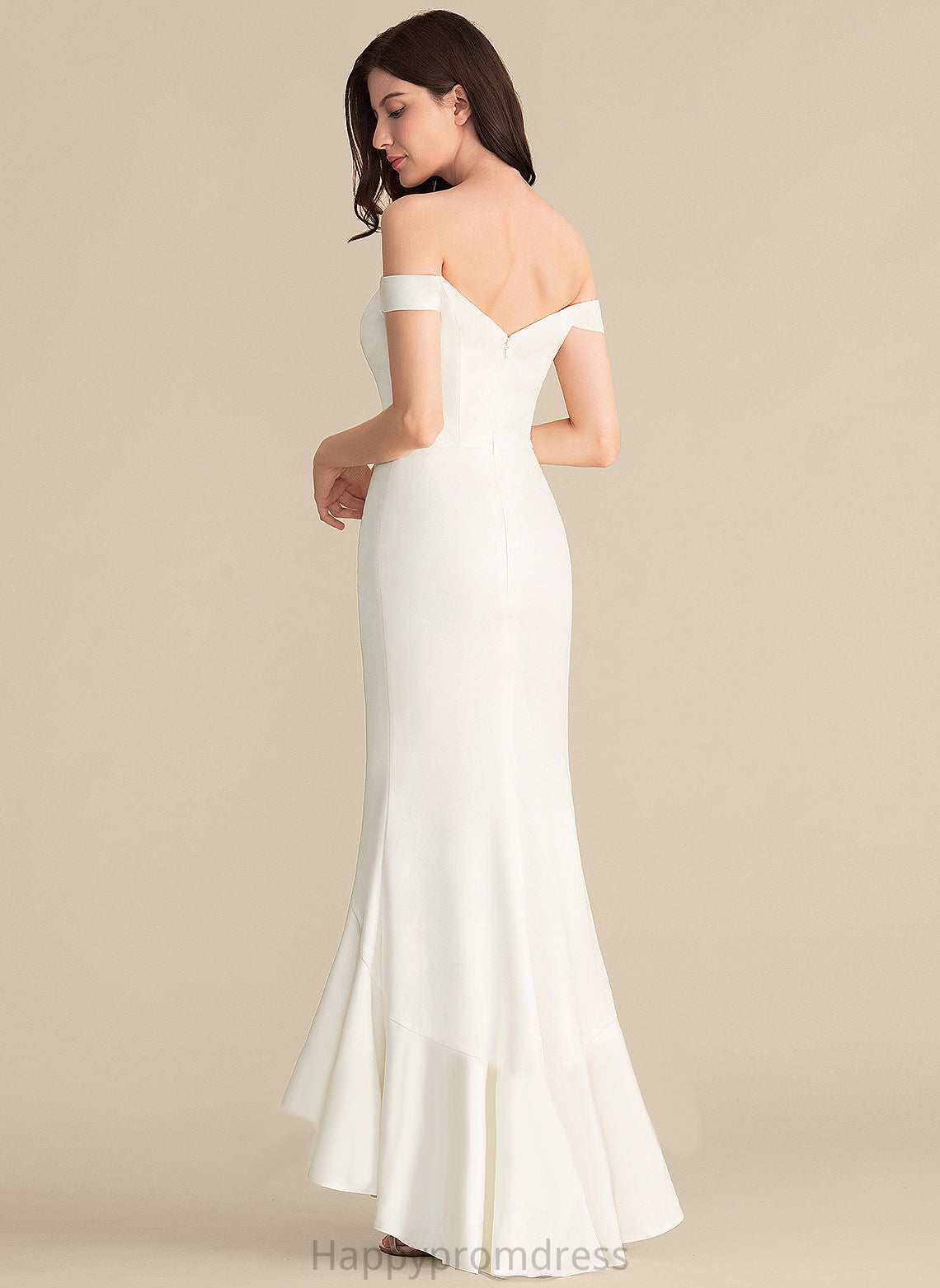 Wedding Dresses Cascading Madalynn Ruffles Wedding Asymmetrical Dress With Trumpet/Mermaid Off-the-Shoulder