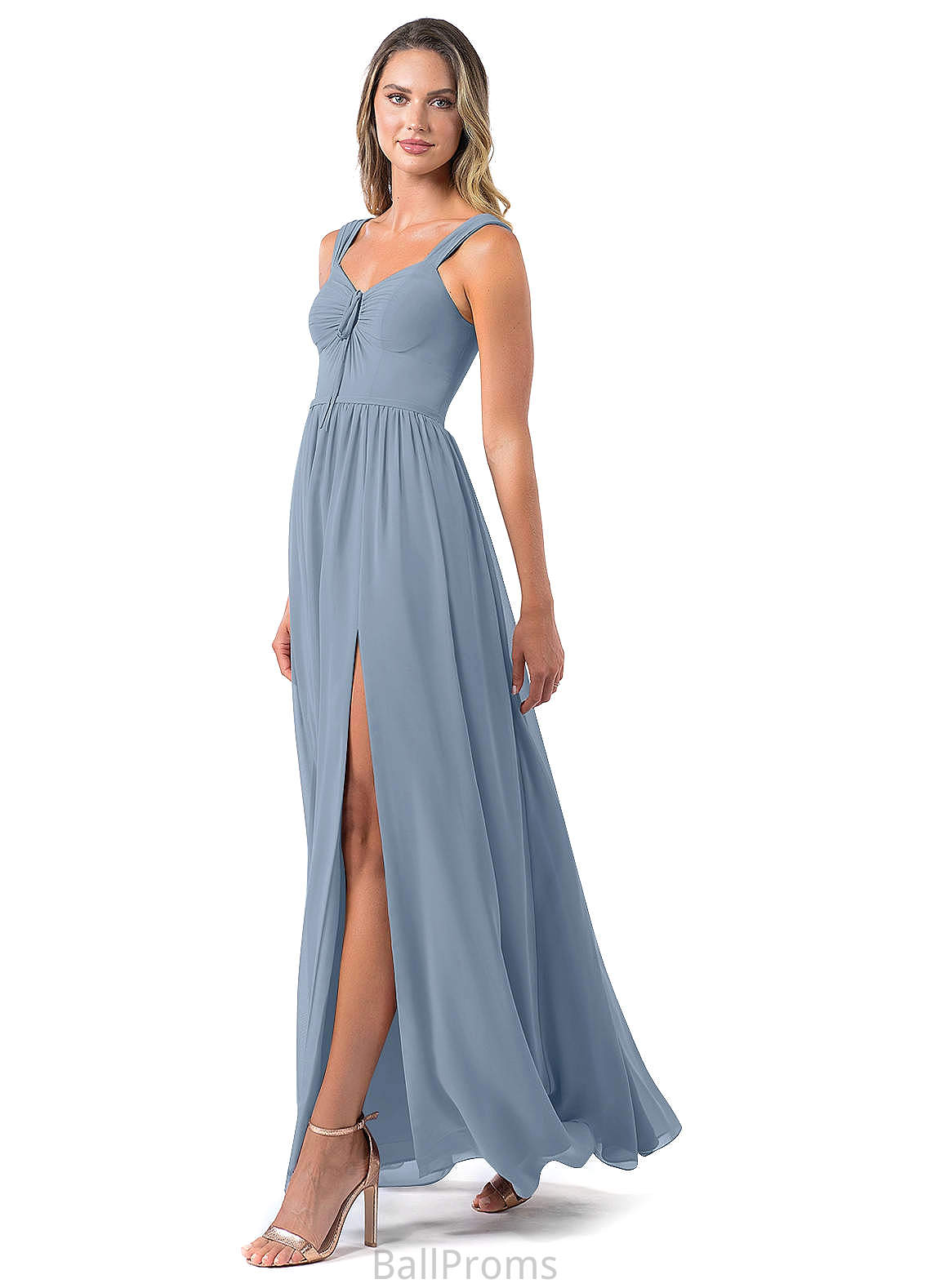 Tamia Natural Waist A-Line/Princess Floor Length Sleeveless Spaghetti Staps Bridesmaid Dresses