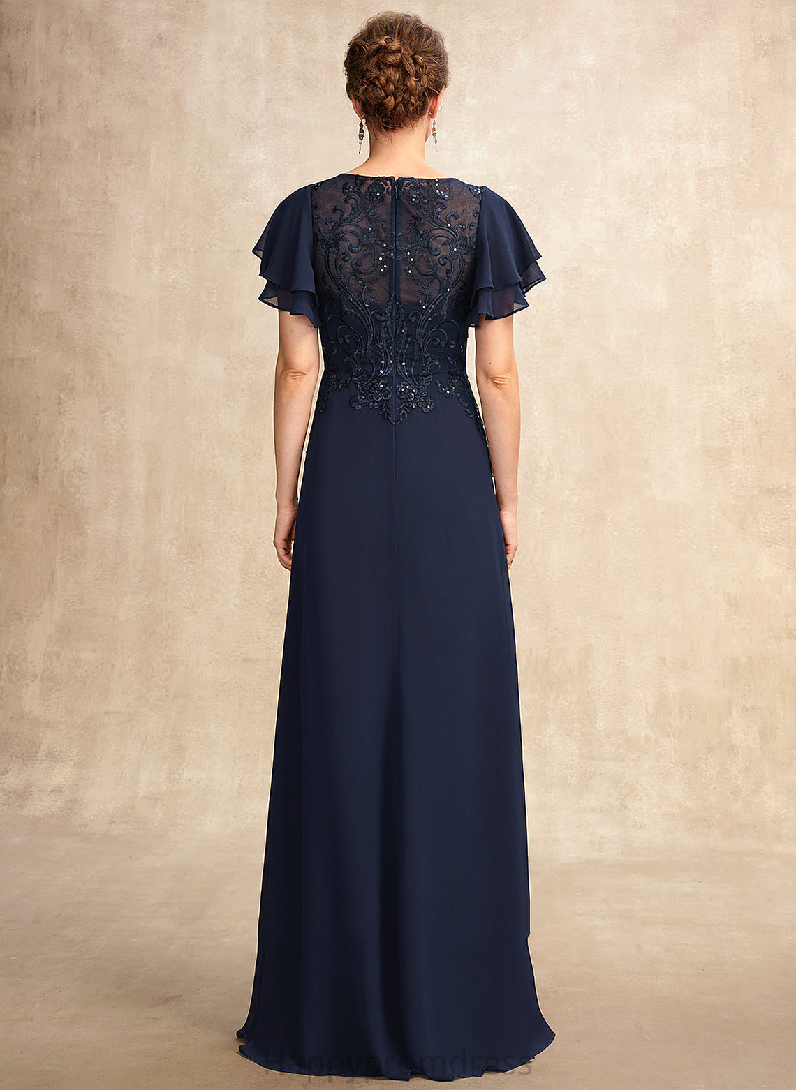 Bride of Neck With Mother of the Bride Dresses Dress Lace Chiffon A-Line the Scoop Floor-Length Tianna Mother Sequins