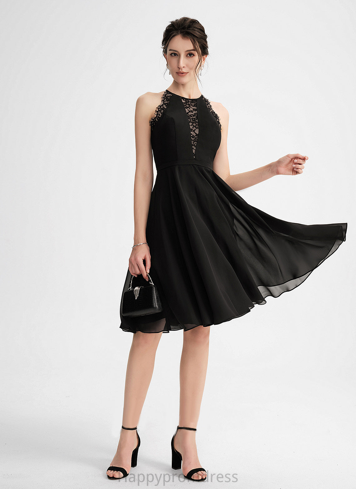 Homecoming Dresses Neck Dress Chiffon A-Line Scoop With Knee-Length Paityn Homecoming Lace